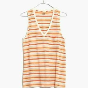 Madewell V-Neck Striped Orange Tank NEW